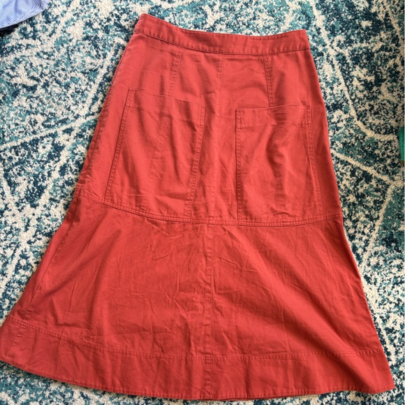 Tibi Harrison Chino Patch Pocket Skirt Dusty Red orange rust pumpkin size 8 - Picture 4 of 9